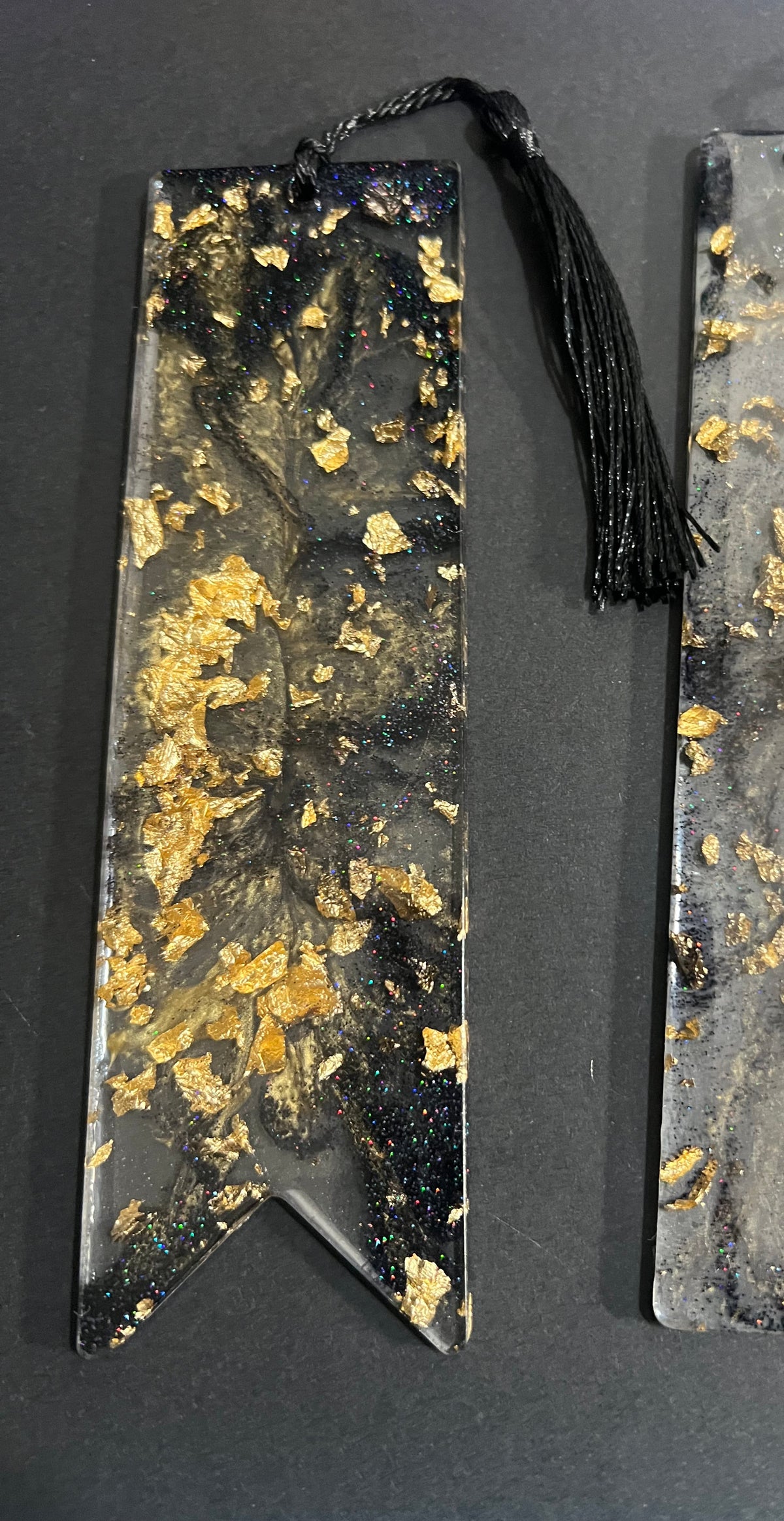 Black Clear and Gold Resin Bookmarks large
