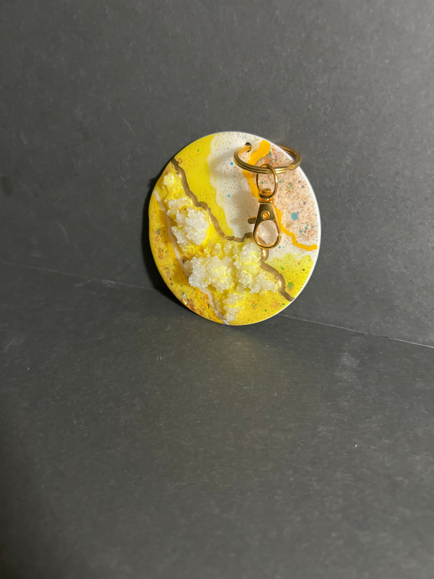 Yellow Sun Geode Keychain