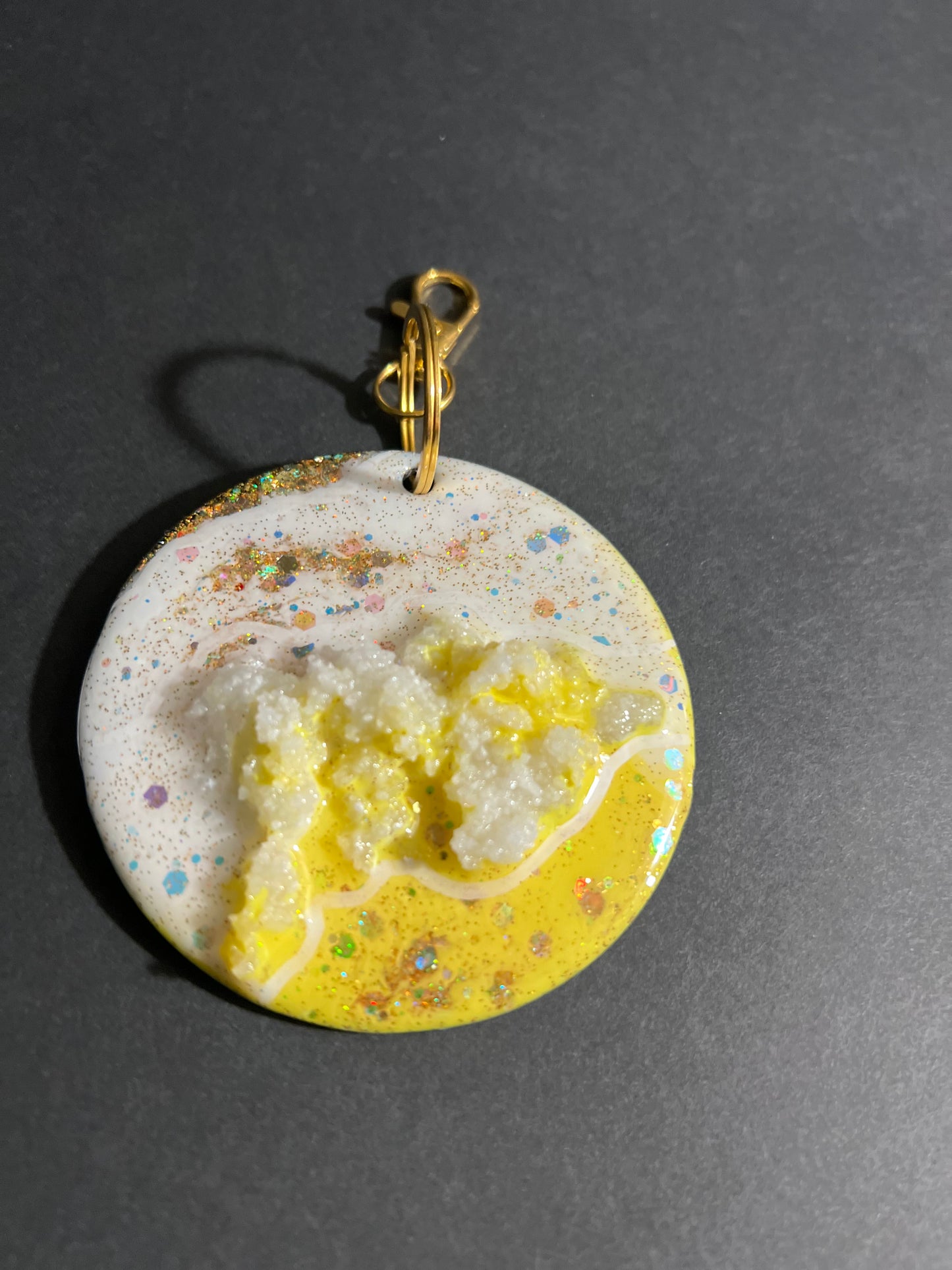 Shine Bright in Yellow Geode Keychain