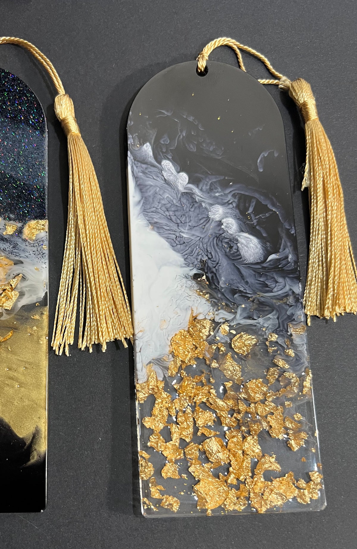 Black White and Gold Resin Bookmarks large