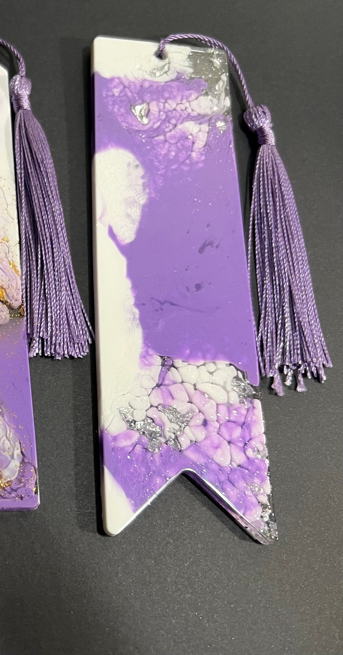 Purple White and Silver Resin Bookmarks large