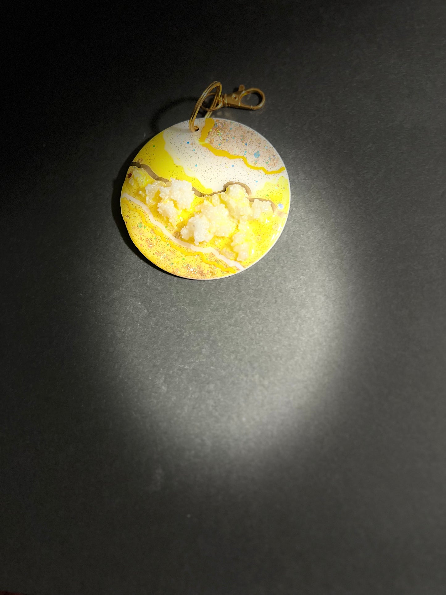 Yellow Sun Geode Keychain