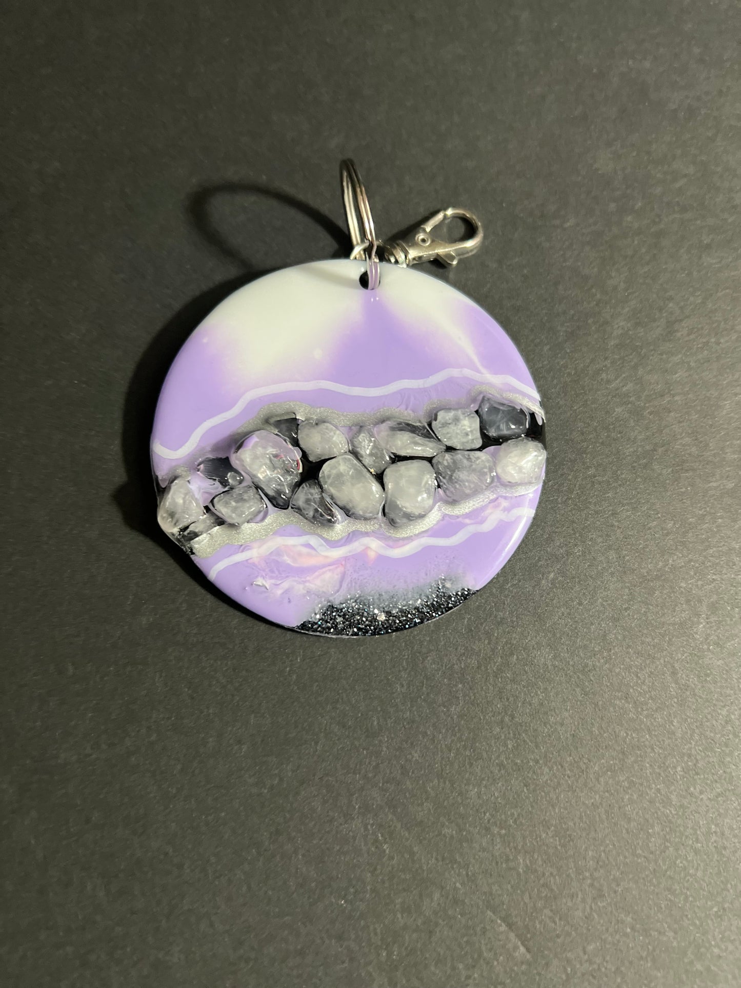Waves In Purple Bliss Geode Keychain