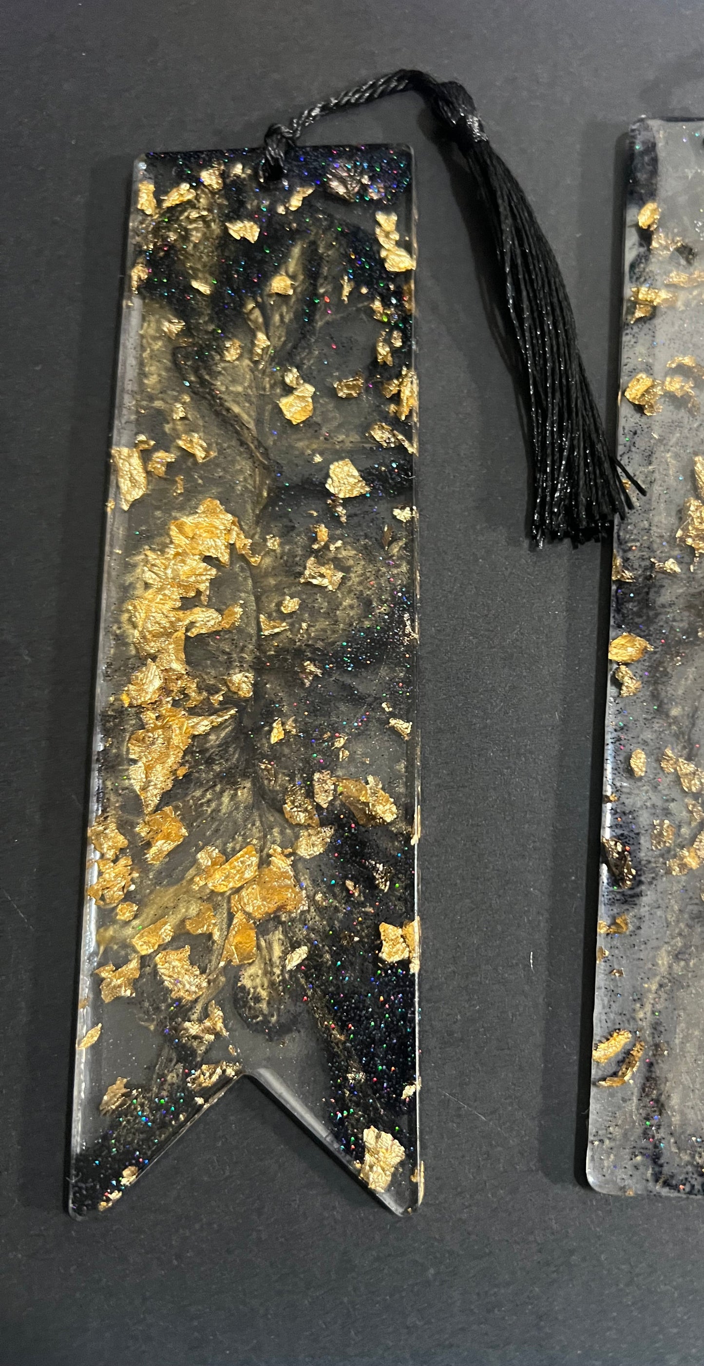 Black Clear and Gold Resin Bookmarks large