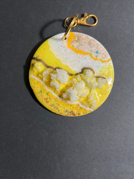 Yellow Sun Geode Keychain