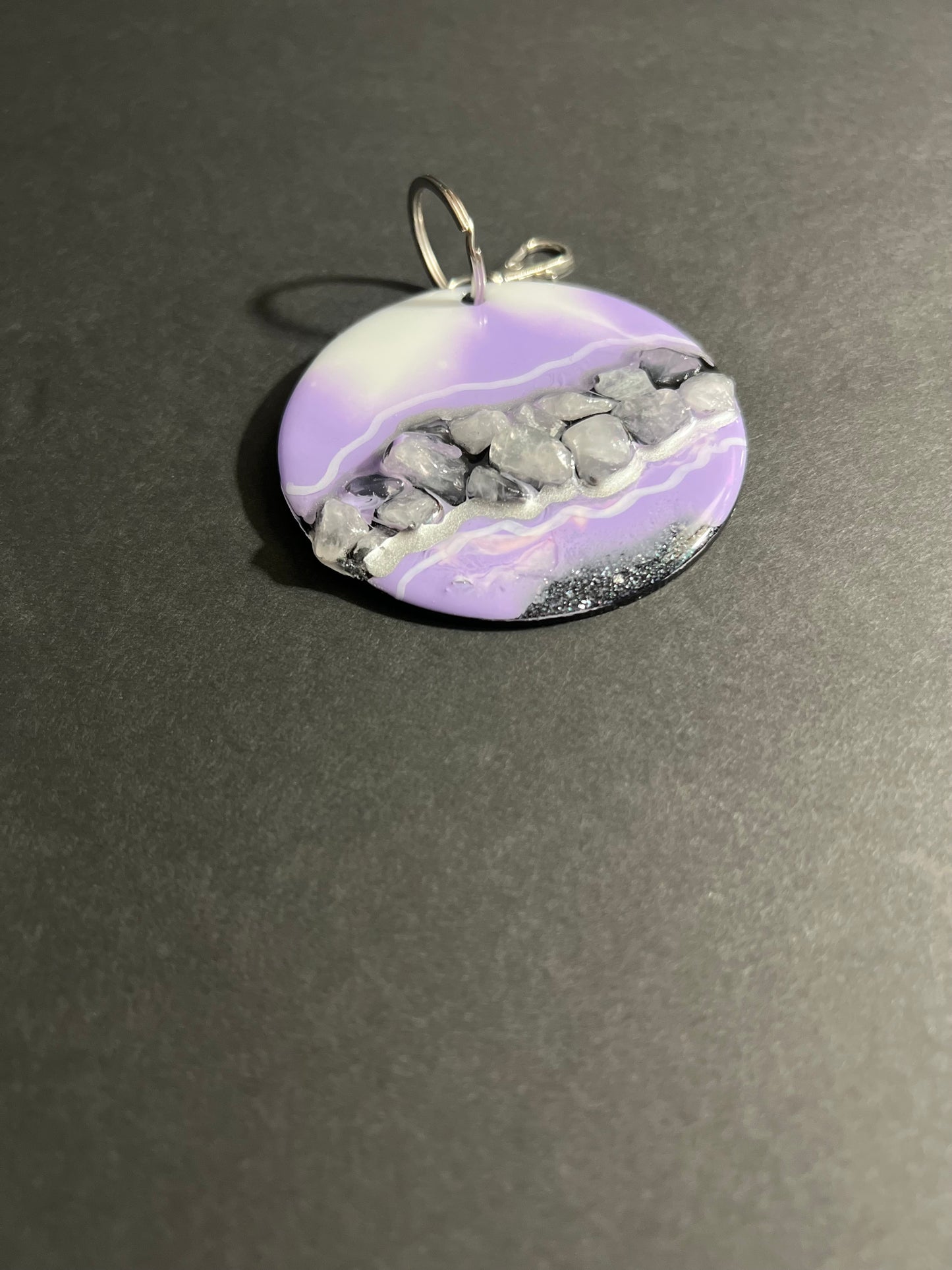 Waves In Purple Bliss Geode Keychain