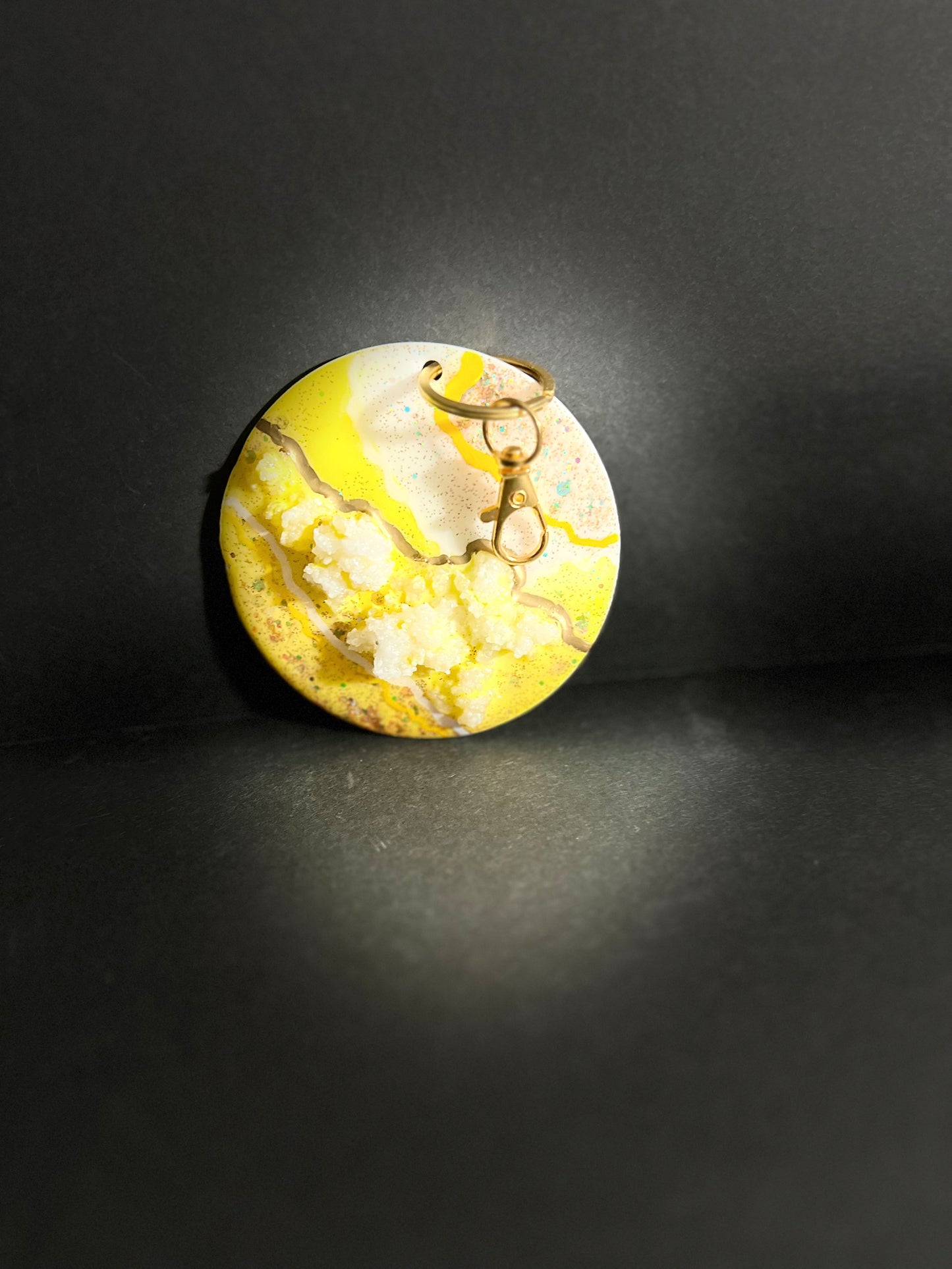 Yellow Sun Geode Keychain