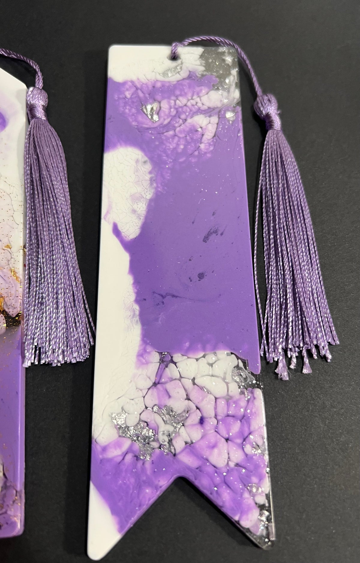 Purple White and Silver Resin Bookmarks large