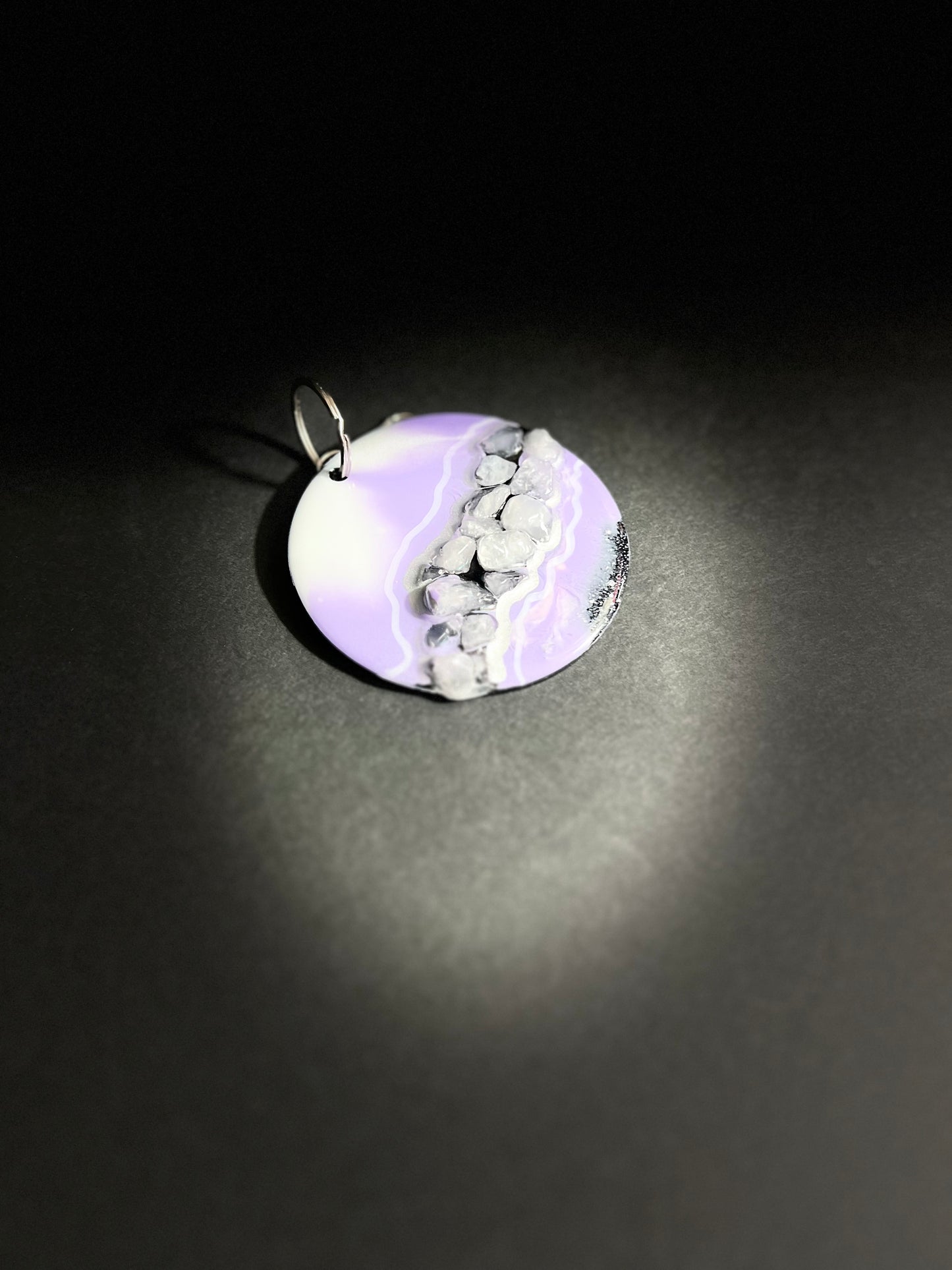 Waves In Purple Bliss Geode Keychain