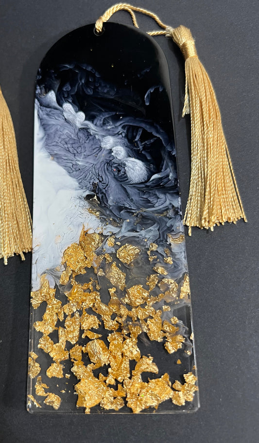 Black White and Gold Resin Bookmarks large