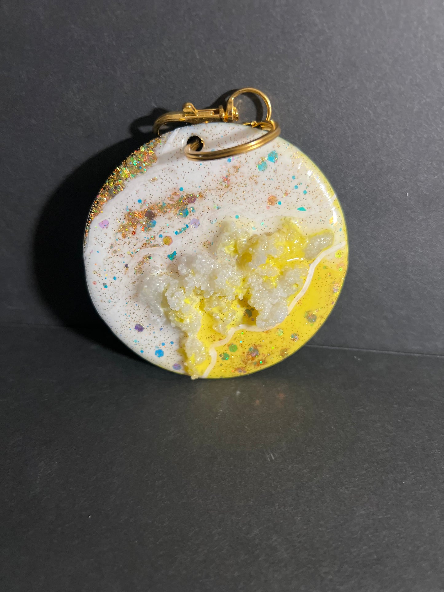 Shine Bright in Yellow Geode Keychain