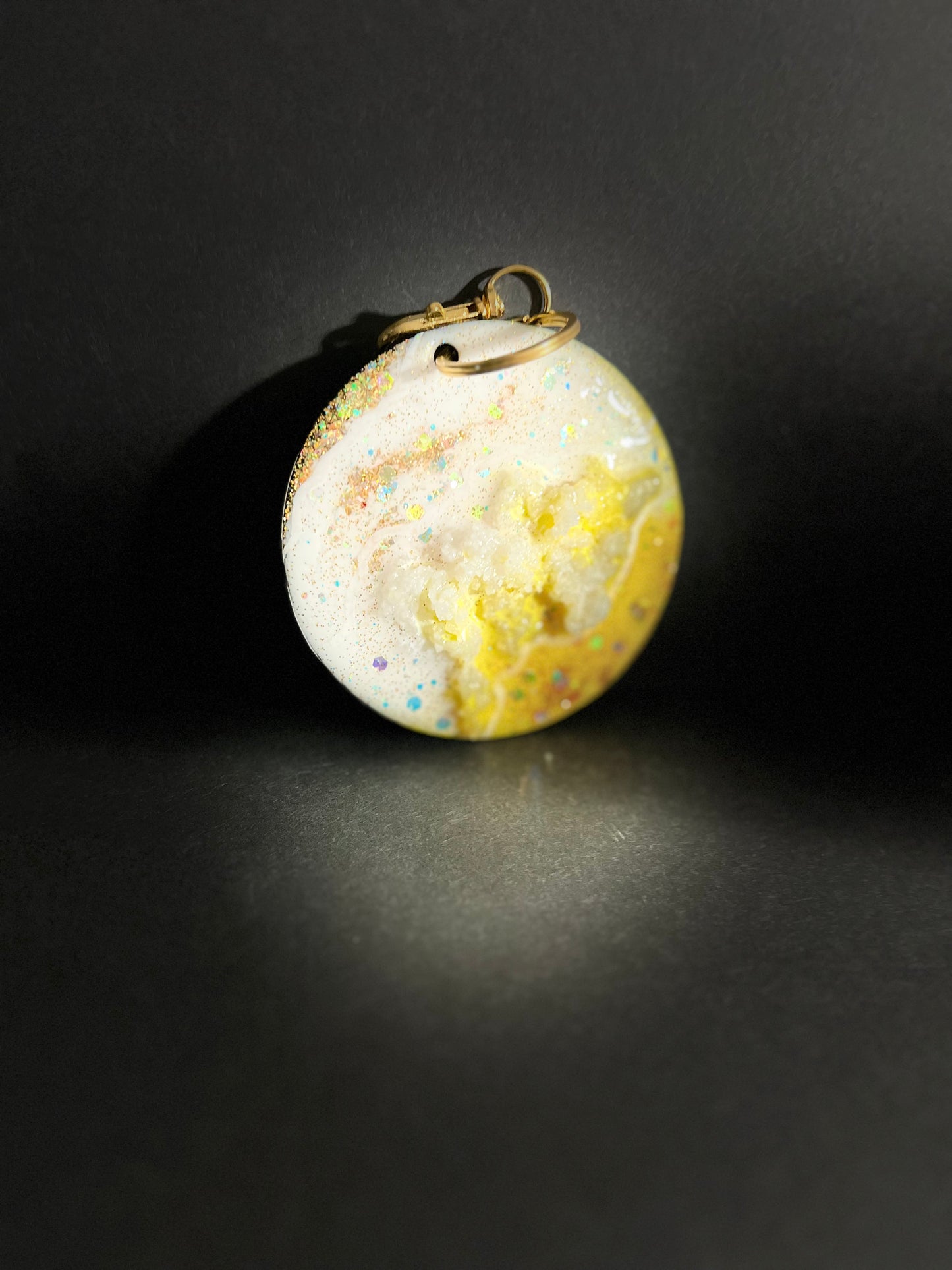 Shine Bright in Yellow Geode Keychain
