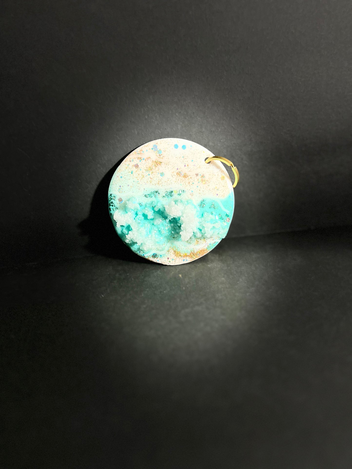 Aqua Sparkle Geode Keychain