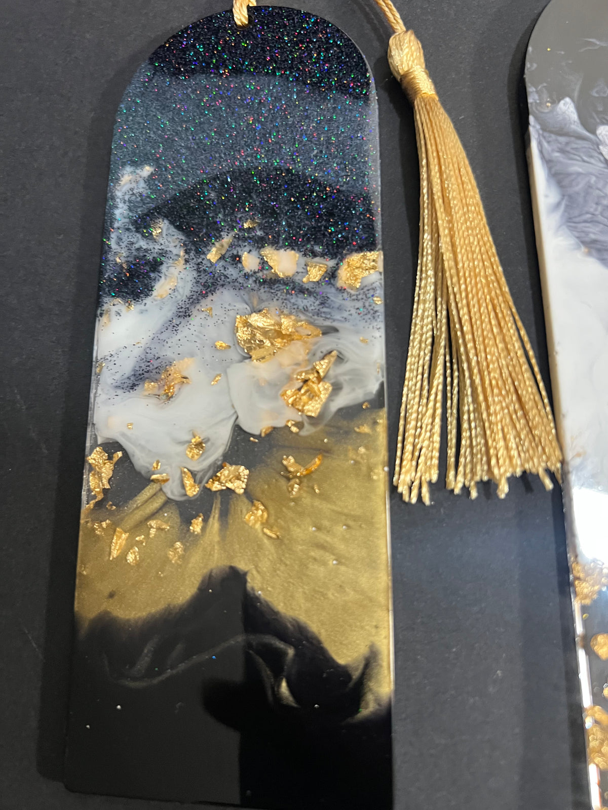 Black White and Gold Resin Bookmarks large
