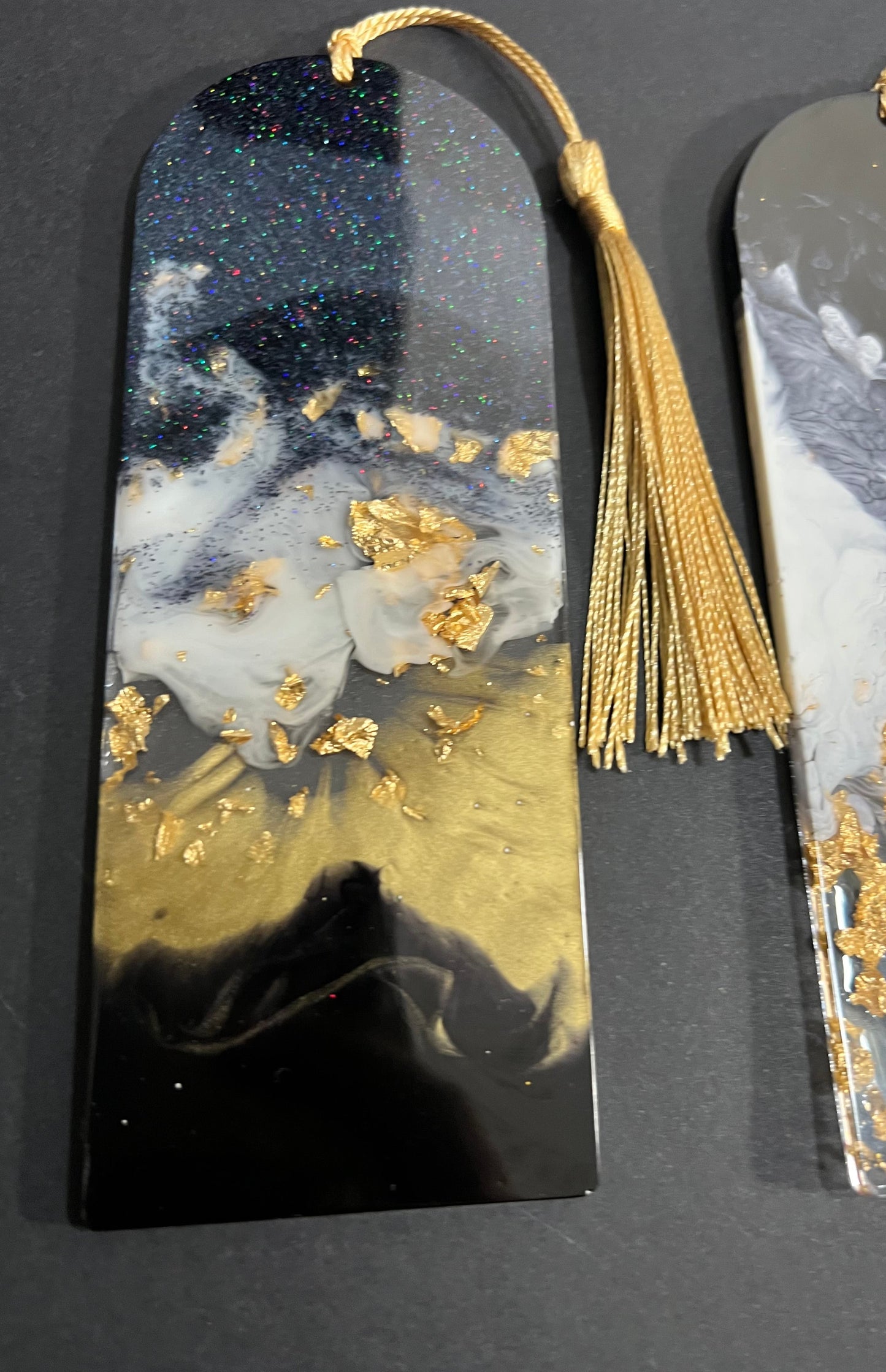 Black White and Gold Resin Bookmarks large
