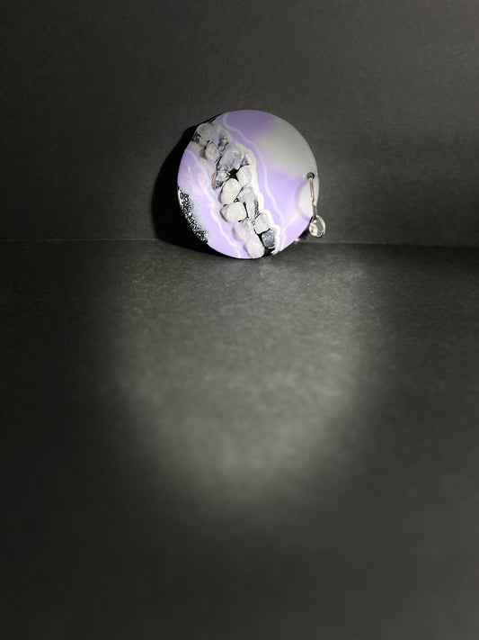 Waves In Purple Bliss Geode Keychain