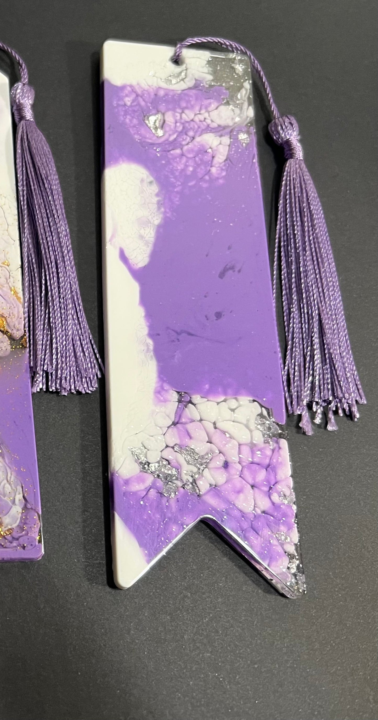 Purple White and Silver Resin Bookmarks large