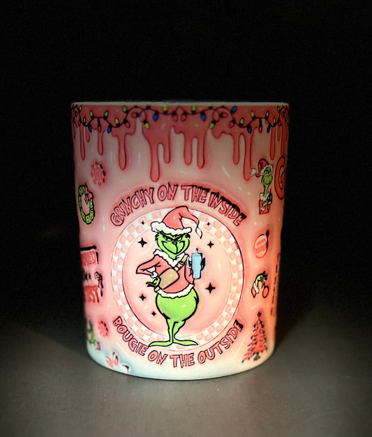 Grinchy On The Inside 11oz Ceramic Mug with heart handle