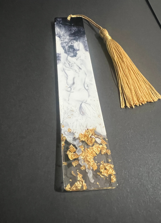 Black White and Gold Resin Bookmarks small